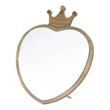 Imagem de Espelho De Mesa Formato Coração Coroa Moldura Mdf 22x18cm - Minas de P