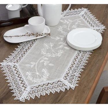 Imagem de Caminho de Mesa Floral Bordado Singapura 40x150cm Jolitex