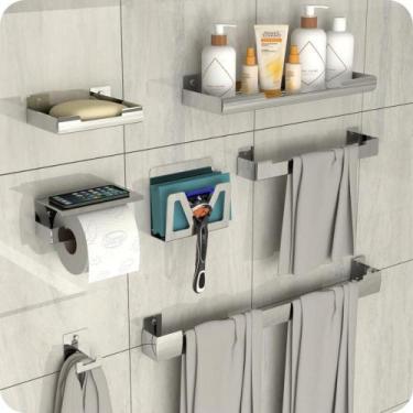 Imagem de Kit Acessórios Para Banheiro 7 Peças Inox ELG - MetalCromo