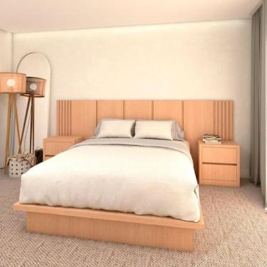 Imagem de Kit Quarto MDF Queen Sob medida com 2 Mesas e Cabeceira 3m - Casa Lar 