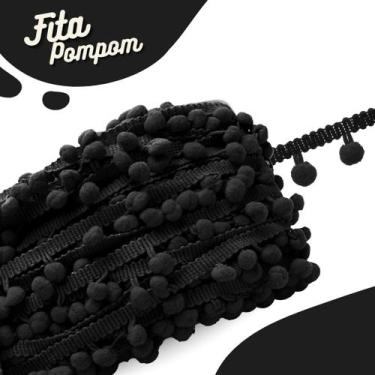 Imagem de Fita Pompom Preta 30mm Rolo Com 25 Metros - Nybc