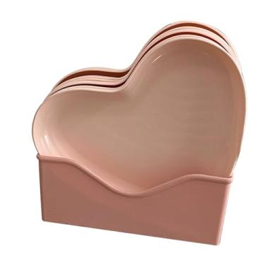 Imagem de Pratos Bonitos Dioche, Pratos de Coração de Plástico Em Forma de Coração Prato de Sobremesa para Vários Bolos e Lanches (5 travessas com suporte)