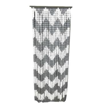 Imagem de Cortina De Porta Italiana Plástico Quarto Sala E Cozinha Cor Cinza Com Branco Medida 80cmx2,10m