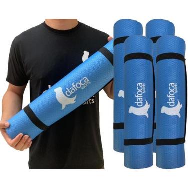 Imagem de Kit 4 Tapetes Yoga Mat Exercícios Em EVA 50x180cm 5mm DF1032 Azul Dafo
