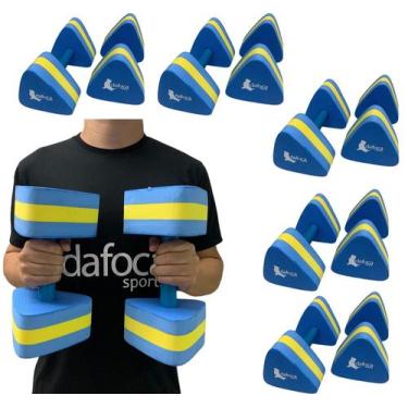 Imagem de Kit 5 Pares de Halteres Hidroginástica em EVA DF1093-A G 3 a 4kg Azul/