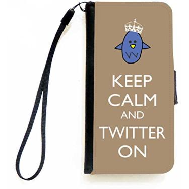 Imagem de Rikki Knight Capa carteira flip Keep Calm and Twitter On marrom com aba magnética para Apple iPhone 5c