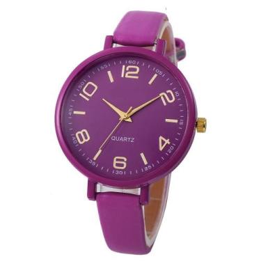 Imagem de Relógio Feminino Original Barato Luxo Roxo + Caixa - Geneva