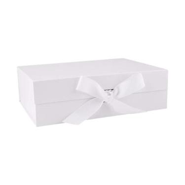 Imagem de Caixa de Papel Rígido Retangular Branco com Imã e Fita - 1 unidade - R