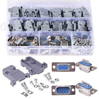 Imagem de ANMBEST Conector de solda VGA, placa de breakout com adaptador de terminal RS232 de 3 linhas de 15 pinos com kit sortido (10 peças macho + 10 peças fêmea)