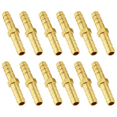 Imagem de Auvotuis 12 peças de acessórios de farpa de mangueira de latão de 1/10.2 cm, mangueira de emenda de metal, redutor de farpa, união de ar, água, combustível, gás