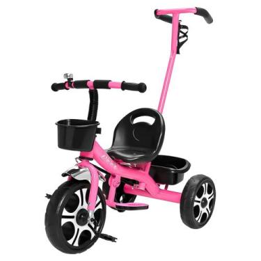 Imagem de Triciclo Mini Bike 3 Rodas Infantil Crianças Rosa Até 25 Kg Com Cestin