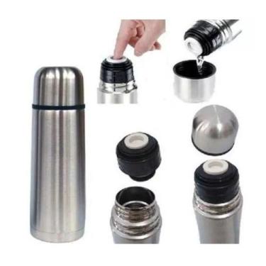 Imagem de Garrafa Térmica Pequena Inox Moderna Para Carro Viagem 450ml - Fratell