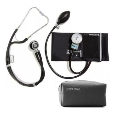 Imagem de Kit Enfermagem Com Esfigmomanometro + Estetoscópio Rappaport + Estojo 