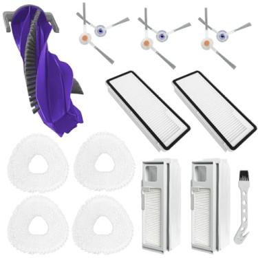 Imagem de Pacote com 16 peças de reposição acessórios para aspirador de pó Narwal Freo X Ultra, 1 escova de rolo principal, 2 elementos filtrantes HEPA, 2 sacos de filtro contra poeira, 4 esfregões, 6 escovas