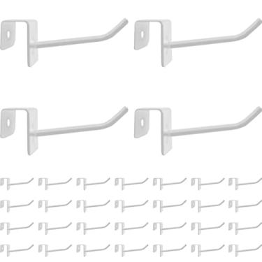 Imagem de 32 peças de gancho de painel de metal pequeno para torre de joias, roupas, cachecol, chapéu, chave e máscara. Revestido com pintura branca