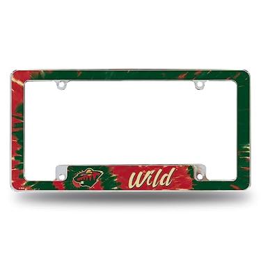Imagem de Rico Industries NHL Minnesota Wild Tie Dye 30,48 cm x 15,24 cm Moldura de placa automotiva para carro/caminhão/SUV