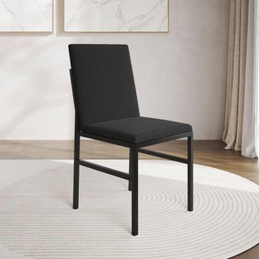 Imagem de Cadeira De Jantar Estofada Mônaco Veludo Preta Iron Wood Preto