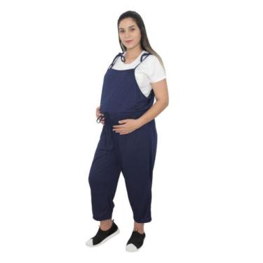 Imagem de Macacão Jardineira Gestante Roupa Mamãe - Doce Mamãe, Azul, P-40 M-42 
