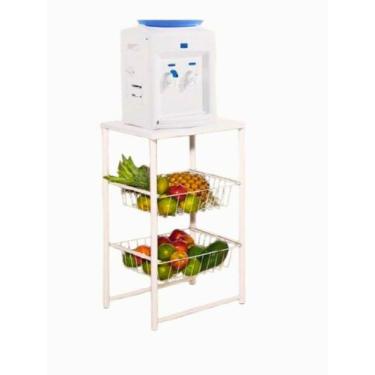 Imagem de Fruteira branca de cozinha aramada base para bebedouro metal - Gracial