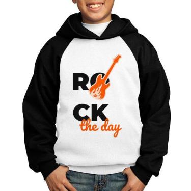 Imagem de Moletom Infantil Rock the day - Foca na Moda, Branco, Preto, 10