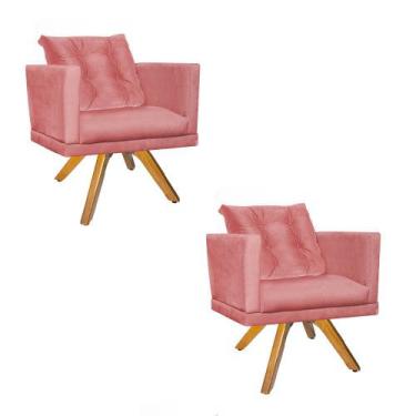 Imagem de Kit 02 Poltrona Milena Confort Base Giratória Caramelo Com Almofada Sa