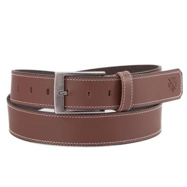 Imagem de Cinto Masculino Em Couro Fivela Prateado Com Costura - Use Young, Marr