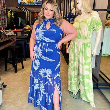 Imagem de Vestido Feminino Plus Size Longo Estampado Marias Lindo tamanho 48 - p