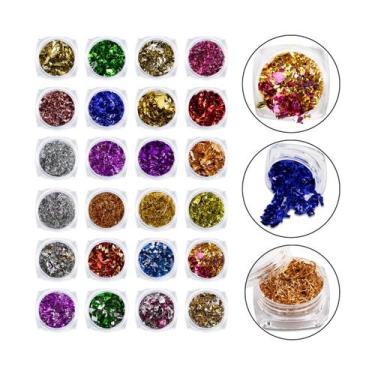 Imagem de Kit 24 Folhas Fios de Ouro Multicolor Encapsulamento Unhas - Arte Sedu