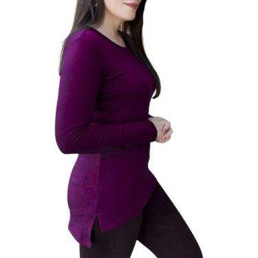Imagem de Blusa Manga Longa Sobre Legging Feminina Alongada Mullet em Malha - MA