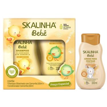 Imagem de Shampoo e Condicionador Skalinha Bebê com Camomila + Creme para Pentear