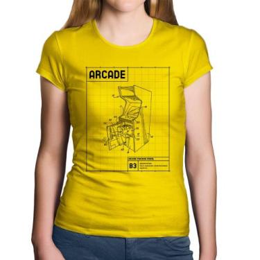 Imagem de Baby Look Algodão Arcade Fliperama Projeto - Foca na Moda, Amarelo, GG