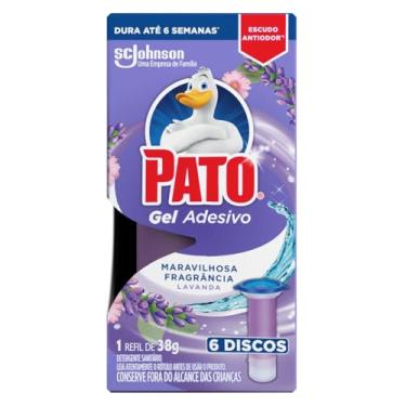 Imagem de Pato Desodorizador Sanitário Gel Adesivo 1 Refil Lavanda, Limpeza Banheiro, 6 Discos