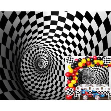 Imagem de Caaerttply Pano de fundo espiral preto e branco 3D redemoinho abstrato fotografia pano de fundo perspectiva futurista tubo de tubulação fundo de verificação de túnel infinito adultos crianças adereços