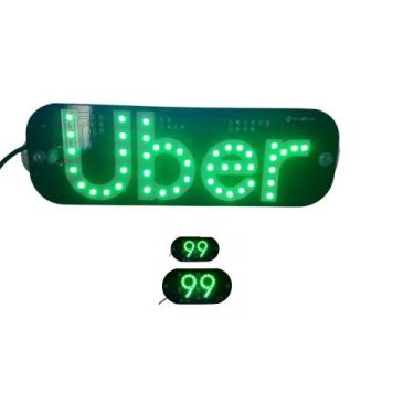 Imagem de Kit Letreiro luminoso Placa Identificação Uber E 99 Led - ALMAJO, Verd