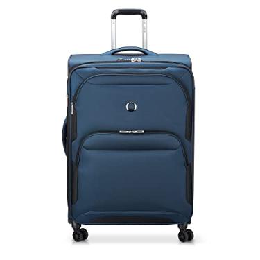 Imagem de DELSEY Paris Bolsa expansível Sky Max 2.0 Softside com rodas giratórias, azul, xadrez, 71 cm, Azul, Checked-Large, 28 Inch, Bolsa expansível de softside Sky Max 2.0 com rodas giratórias