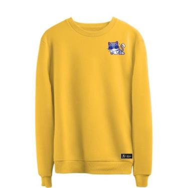 Imagem de Blusão Moletom Gato Masculino e Feminino Personalizado sem Capuz gola 