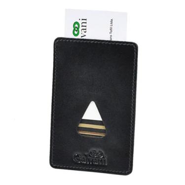 Imagem de Porta Cartões de Visita TIZIU em Couro Galvani, Preto