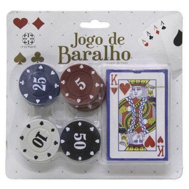 Imagem de Kit Baralho Para Jogo de Poker Contendo 1 Baralho e 24 Fichas - 142791