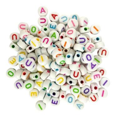 Imagem de Miçanga Letras Redondas Para Fazer Pulseiras Infantil Colar Bijuterias
