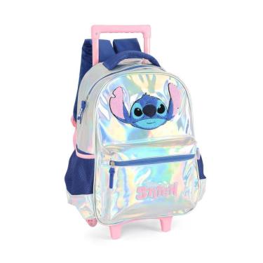 Imagem de Mochila Escolar De Rodinhas Escolar Stitch Prata - Luxcel