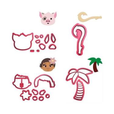 Imagem de Kit 4 Cortadores Moana Anzol Maui Porco Pua Coqueiro - DOCE IMPRESSO, 