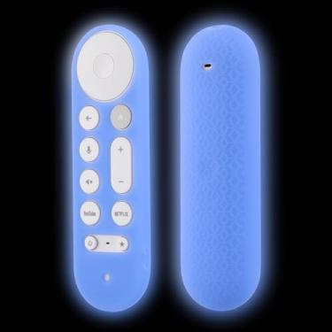 Imagem de LEFXMOPHY Capa protetora de silicone para Google TV Streamer 4K Remote 2024 brilha no escuro - azul