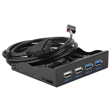 Imagem de ASHATA Painel frontal USB, 8,9 cm 19 pinos/9 pinos de alta velocidade USB3.0 + USB 2.0 painel frontal de 4 portas, painel frontal USB 3.0 Plug and Play, fácil de instalar