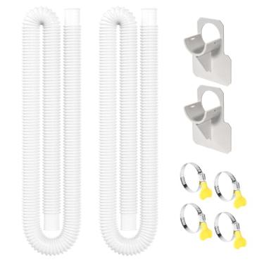 Imagem de Mangueiras de piscina para piscina acima do solo, pacote com 2 acessórios de mangueira de filtro de piscina de 3,2 cm, mangueira de substituição de colisão de 1,25 cm de comprimento com 2 suportes e 4 braçadeiras
