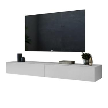 Imagem de rack suspensa para sala de estar quarto 1,40mt design moderno 2 gavetas espaçosas estilo clean luxuoso Cor:Branco