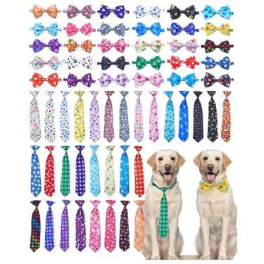 Imagem de PET SHOW Pacote com 60 gravatas borboleta e gravatas de pescoço para cães grandes e médios, laços de aniversário, festas de casamento, férias, acessórios para cuidados com animais de estimação