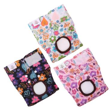 Imagem de CuteBone Fraldas para Cachorro Femininas Laváveis Pequenas Médias Grandes Pacote com 3 Fraldas Reutilizáveis para Cachorros Fraldas para Filhotes Fraldas Menstruais para Cachorros Ciclo de Cio Urinar