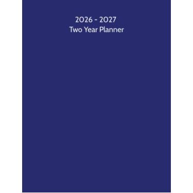 Imagem de 2026-2027 Two 2 Year Simple Monthly Calendar Planner Book 8.5 x 11 Classic Royal Blue Glossy Cover: 24 Month Journal