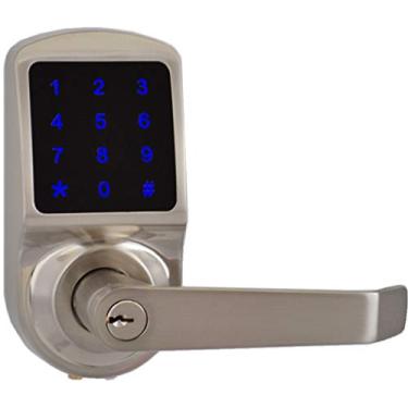 Imagem de Fechadura de porta inteligente, fechadura de porta de entrada sem chave, fechadura com alça SCYAN X3 com acesso ao teclado sensível ao toque, bloqueio automático, níquel acetinado