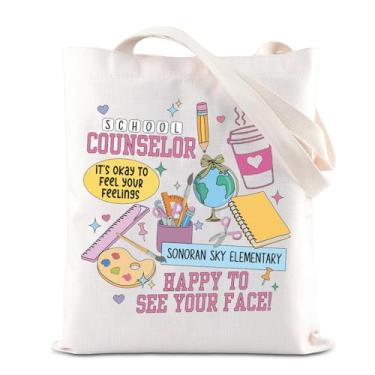 Imagem de KUIYAI Sacola para conselheiro escolar, presente de agradecimento, café, conselheiro, presente de professor de fim de ano, Schocounselortotes